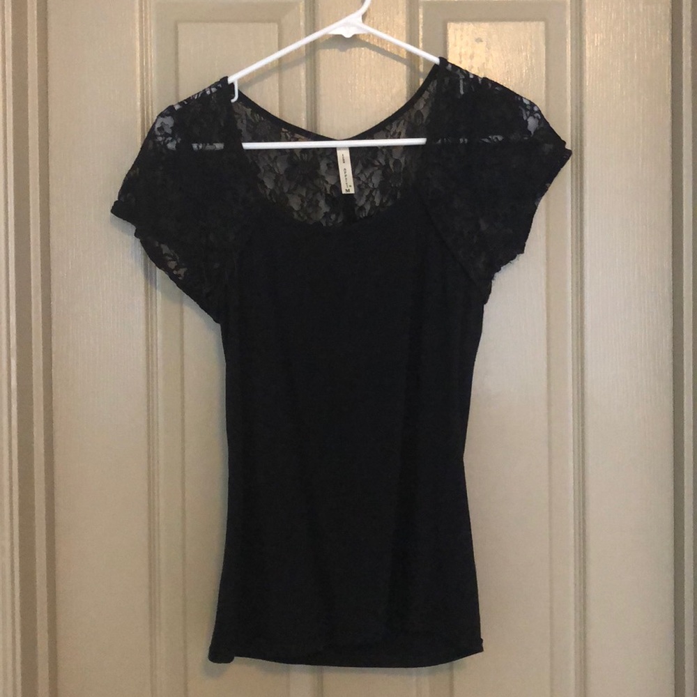 Black lace T-shirt